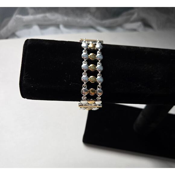 Gold and Silver Toned Clasp Bracelet - Picture 1 of 11
